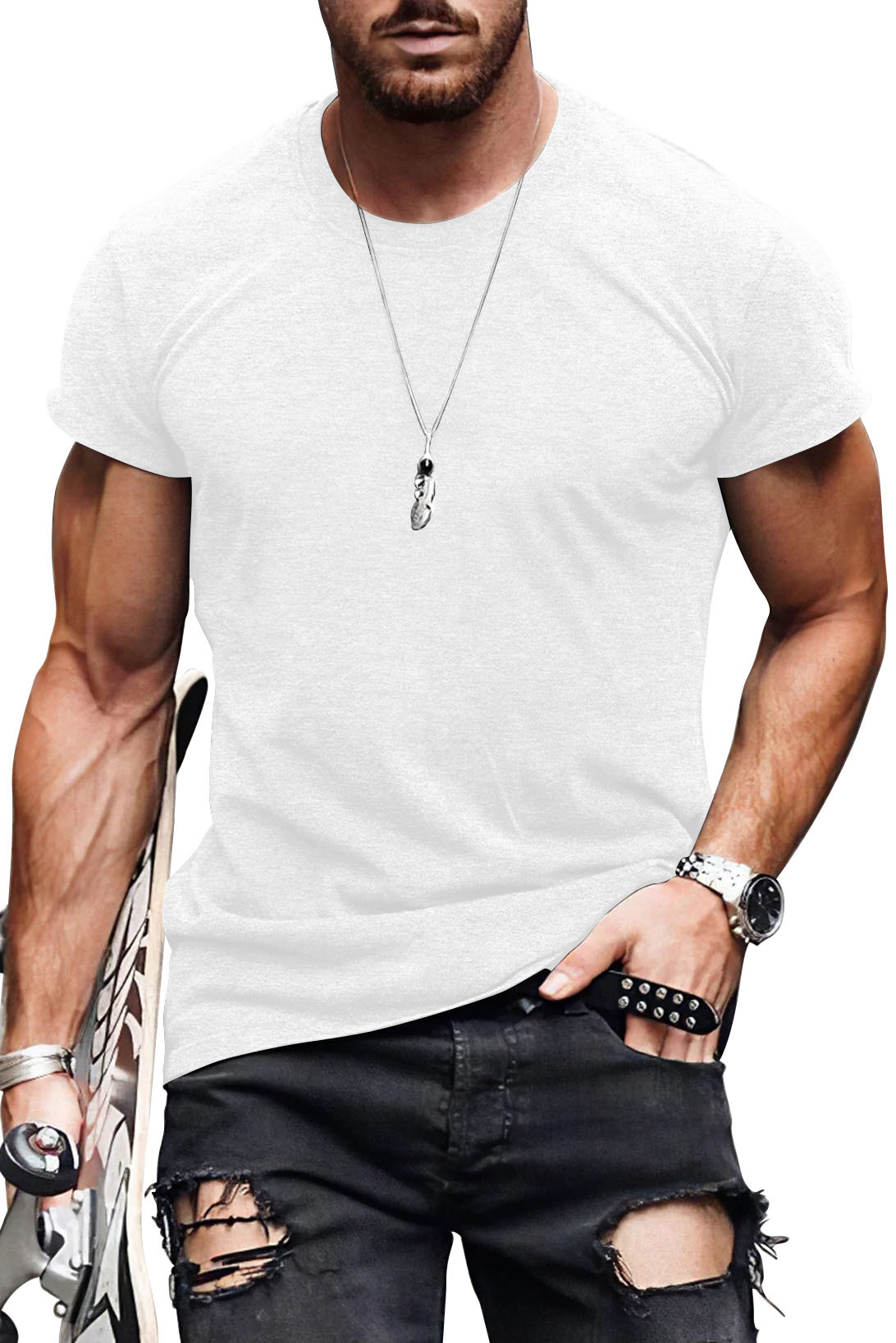 210g Weight Short Sleeve Sleeve Length Pullovers Placket Type Regular Sleeve Sleeve Type Cotton Fabric Type Long Top Length T-shirt Tops Type Daily Occasion Round Neck Neckline Loose Fit Type Solid Color Pattern Summer Season Men's Gender Printing Design Streetwear Style Men's Solid Color Streetwear Round Neck Short Sleeve Loose Men's T-shirt 12