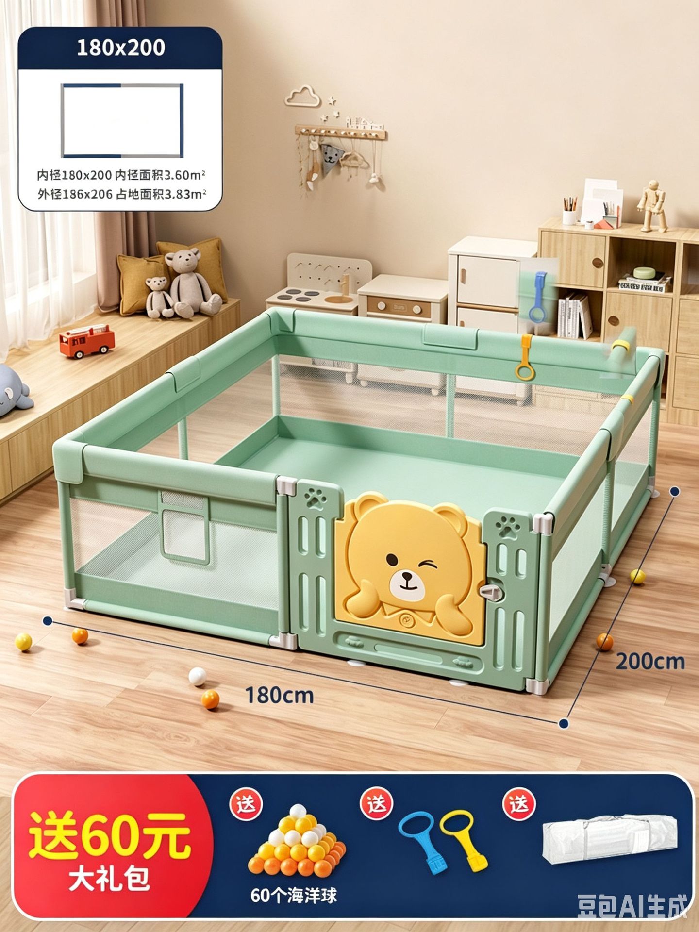 Corralito de Seguridad para Bebés de Tela De Seguridad para Casa image 12