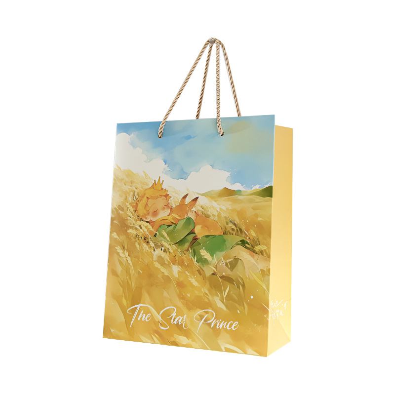 La bolsa de regalo del príncipe del Sr. Paper lo acompañará a través de los largos años, la bolsa de regalo con cordón de papel de dibujos animados de alto valor