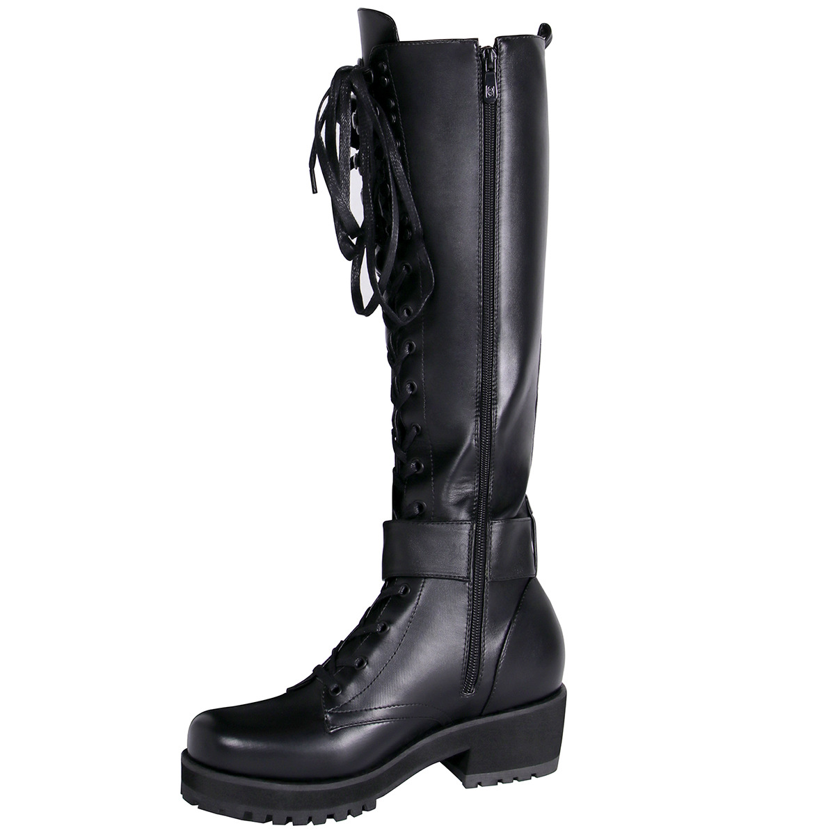 Women's Shoes fashionable low heeled mid tube boots with side zipper bags large size long boots_voghion.com