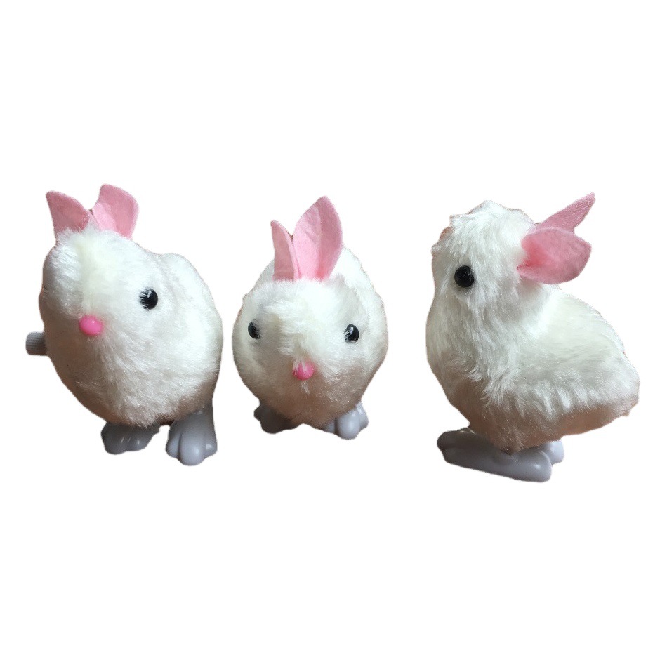 White winding rabbit plush clockwork cute little white rabbit children's educational gift stall toy supply hot sale