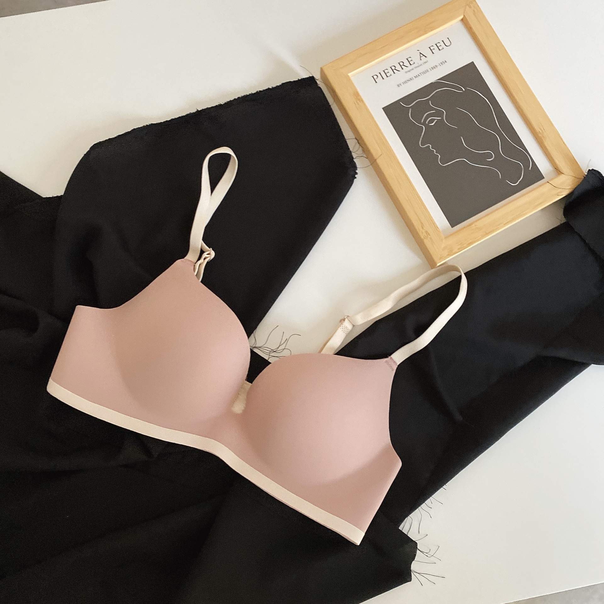 Colores de contraste que no dejan marcas, recolección lateral, soporte superior, leche antideslizante, ropa interior antiflacidez, sujetador de texto para niñas, senos pequeños, grandes