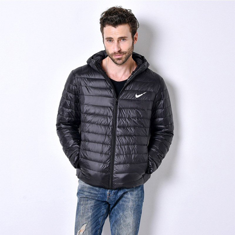 Autumn and winter men's new lightweight cotton-padded jacket casual hooded stand collar short ultra-thin ultra-light young and middle-aged portable coat