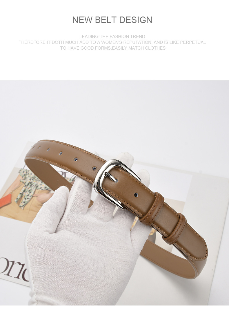 Casual Square Solid Color Two-layer Cowhide Alloy Leather Alloy Buckle Belt display picture 4