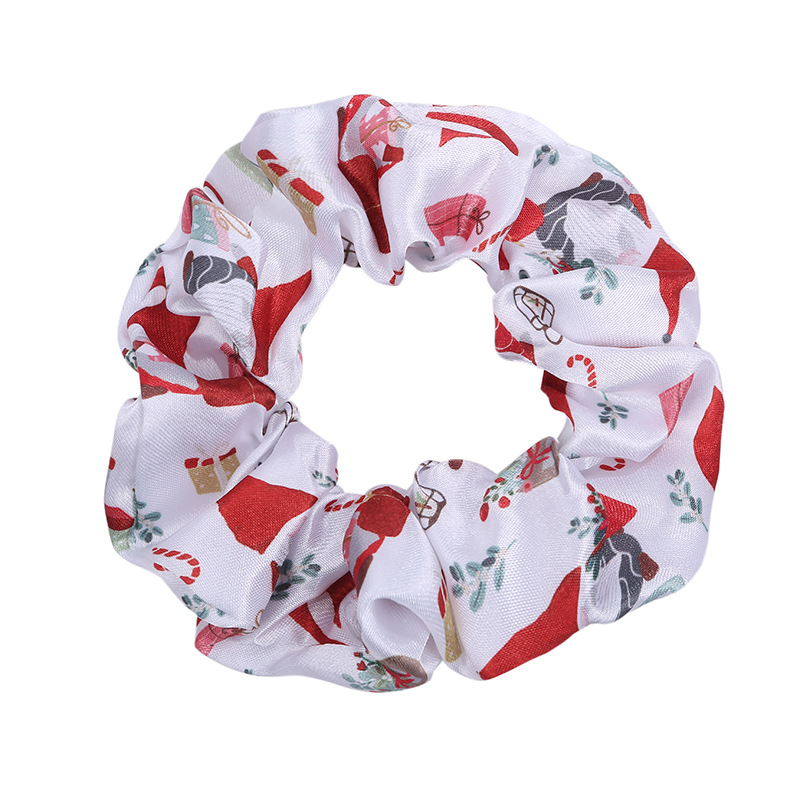 Cute Christmas Tree Santa Claus Elk Cloth Printing Hair Tie 1 Piece display picture 2