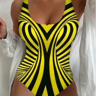 2025 Women's Beach Sand Swimwear Tie-Dye 3D Print European and American Summer One-Piece Swimsuit