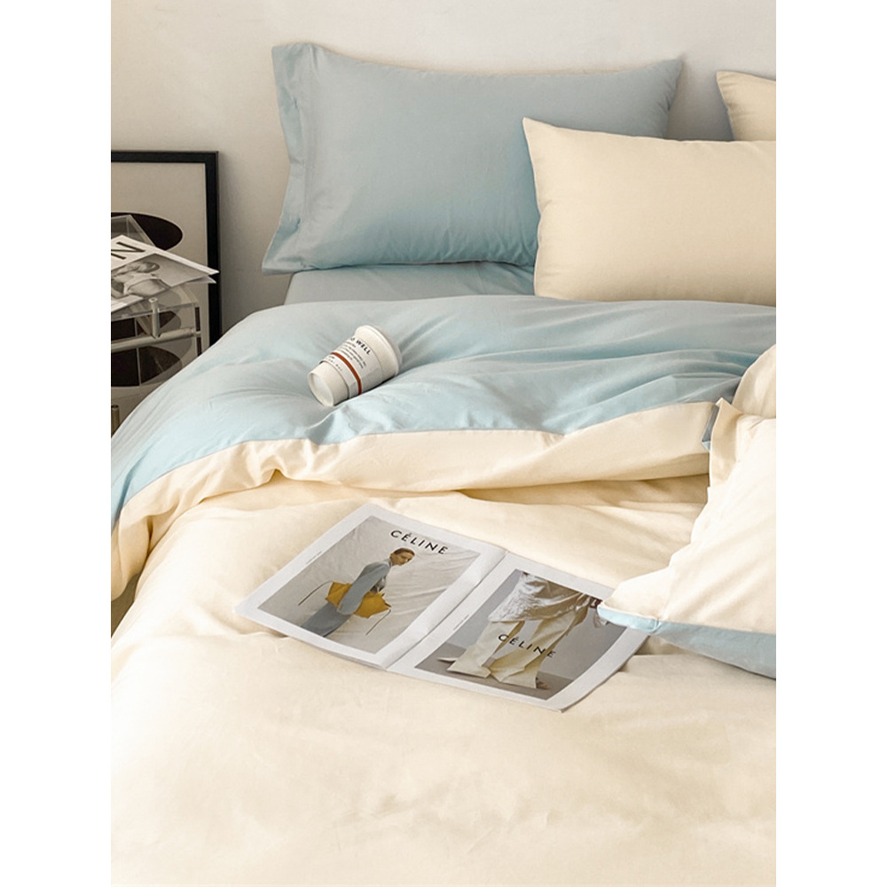 Luz de lujo alto algodón de lana larga cuatro piezas de sábanas de algodón cubierta de colcha de algodón dormitorio individual tres piezas de ropa de cama