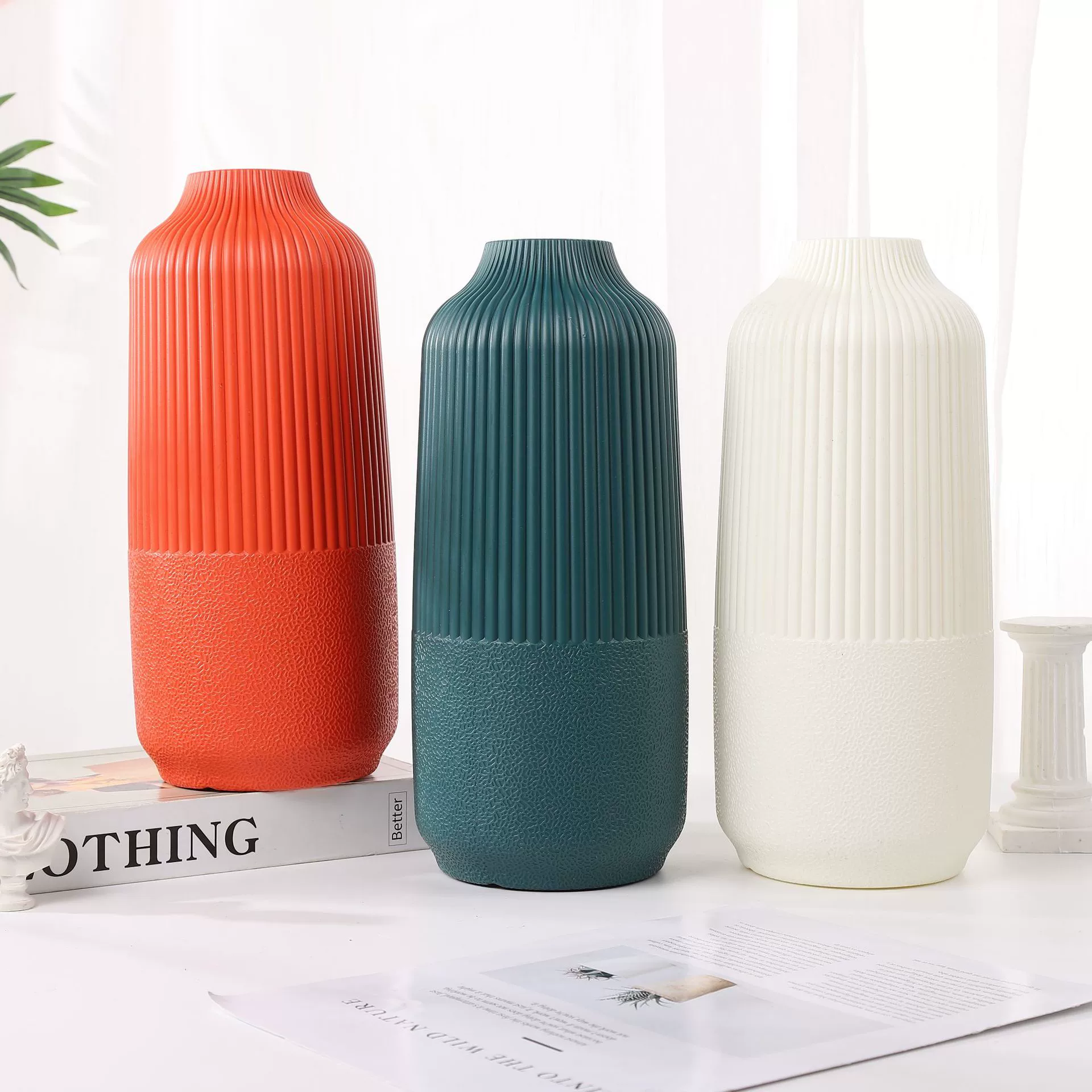 Скандинавская пластиковая ваза для дома цветочная композиция для гостиной Современная креативная минималистская декоративная ваза для украшения дома