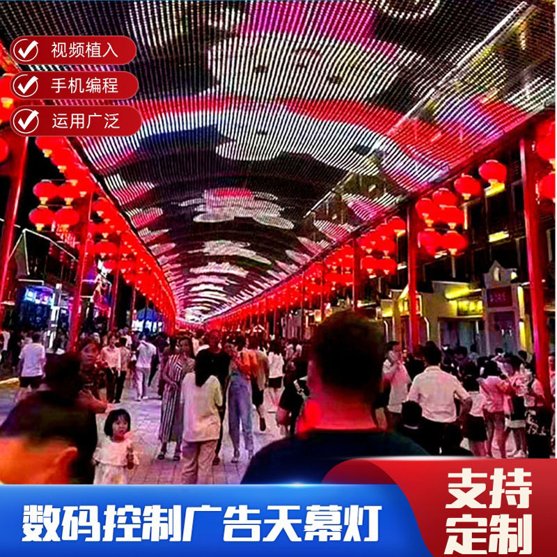 Mobile-Controlled Video Advertising Curtain Screen Lights for Night Market Canopy Lighting, Creative Grid Screen Lights for Photography, Factory Smart Lighting