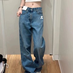 韩国Restandrecreation春夏垂感阔腿直筒裤宽松复古拖地牛仔裤女