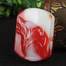 厂家批发外蒙料貔貅皮带扣戈壁鸡血红白玉石腰佩男款貔貅腰扣腰配