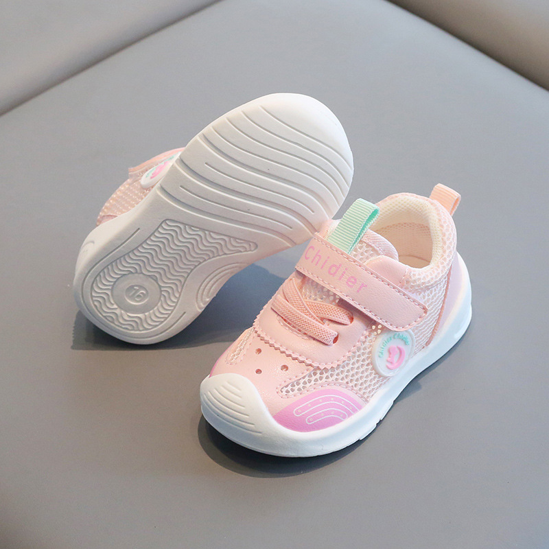 2024 estilo coreano zapatos para niños verano nuevos zapatos funcionales de malla transpirable antideslizante velcro suave inferior deportes zapatos de malla zapatos de una sola capa