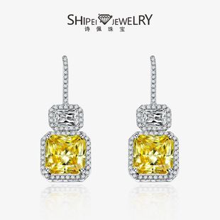 Shipei jewelry foreign trade hot 925 silver 5 karat square chamfer 10*10 high carbon diamond earrings women's luxury full Diamond