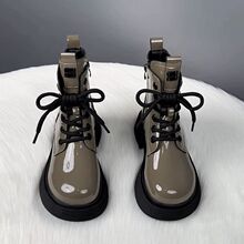 洋气中大女童百搭马丁靴2025春秋季漆皮软底英伦风走秀款黑色短靴