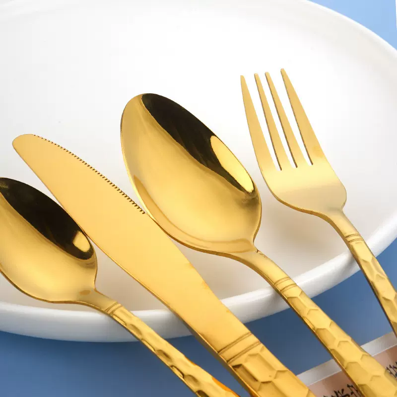 新款不锈钢光面刀叉勺套装酒店西餐具勺子叉子四件套批发跨境logo