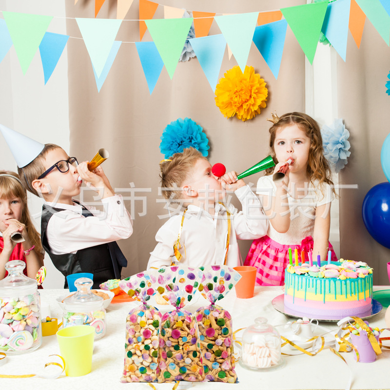 Transfronterizo nuevo en stock acuarela tema Polka Dot cumpleaños partyOPP caramelo regalo galleta bolsa de celofán