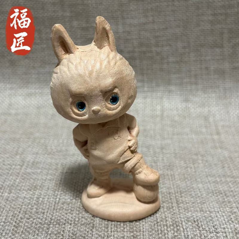 拉布布桃木雕刻工艺品创意木质摆件手把件可爱儿童玩具拉布布|undefined