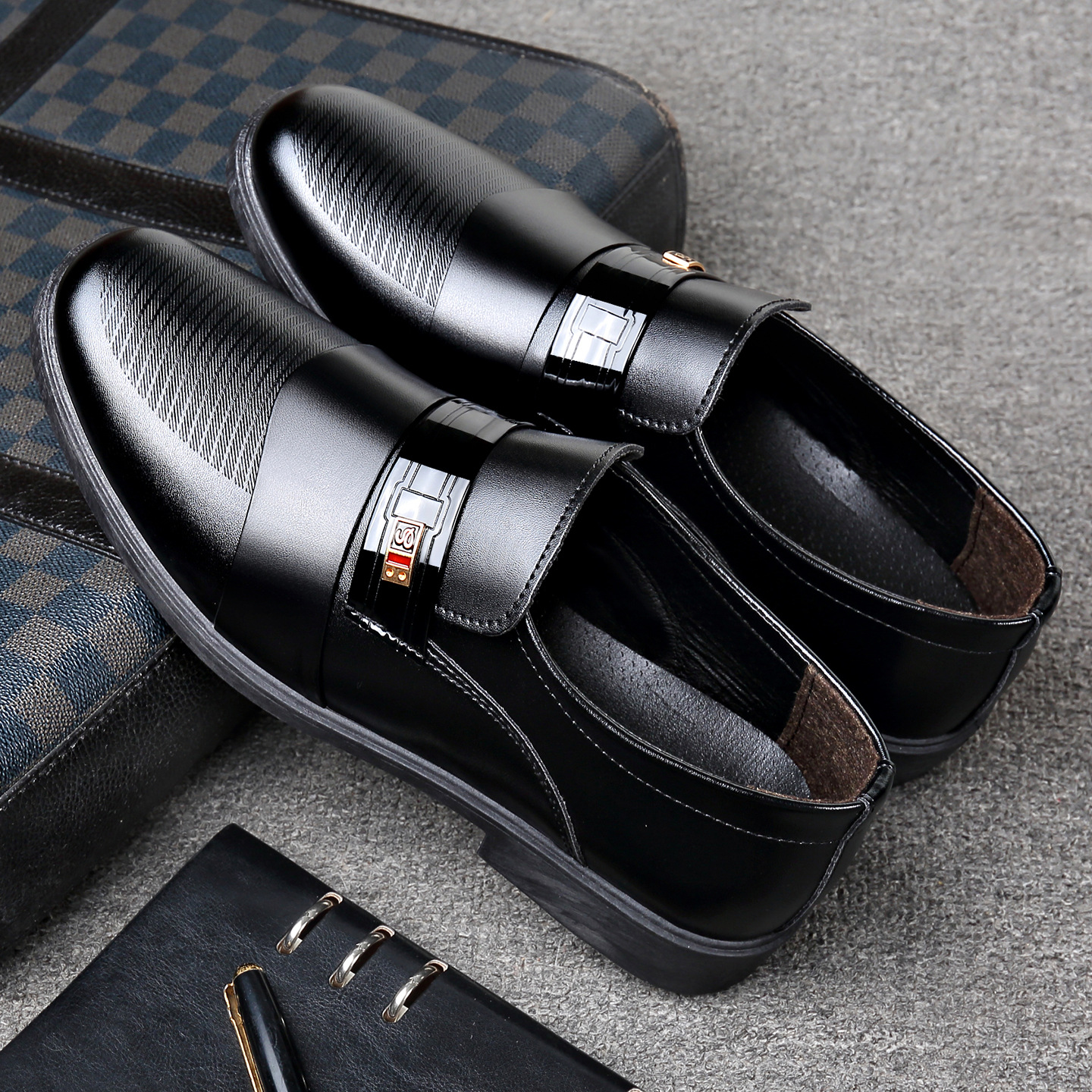 2026 Genuine Leather Cowhide Temu Men's Leather Shoes, Popular Model from Shein, Men's Casual Shoes, Formal Business Slip-Ons, Versatile