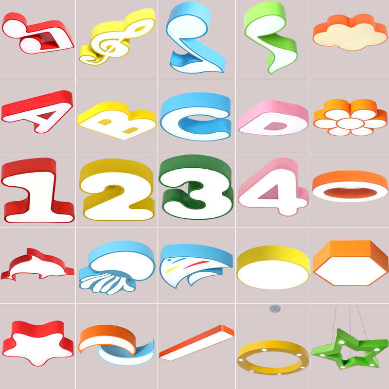 Led Kindergarten Letter Chandelier Personalized Creative Kidsren's Playground Shape Lamp Early Education Place Note Ceiling Lamp