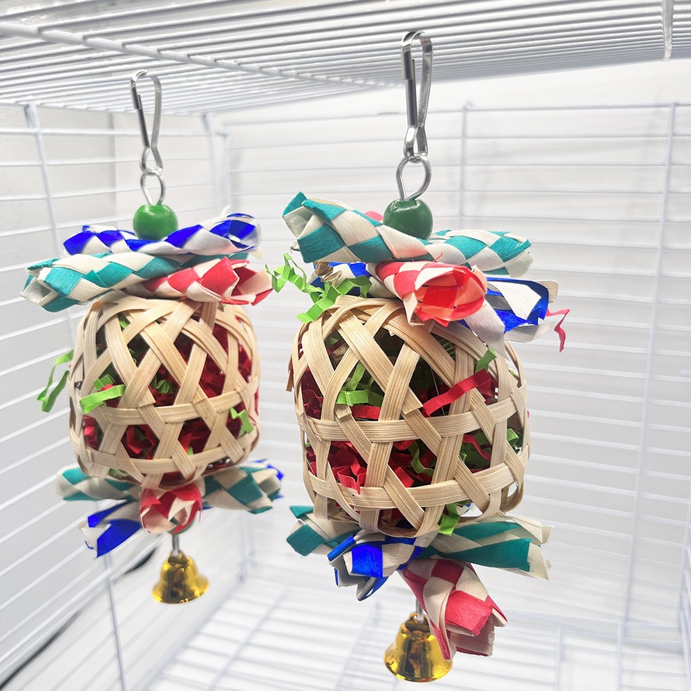 Juguetes de pájaros transfronterizos Juguetes de loro navideño Tubos de papel triturado de colores Suministros de pájaros tejidos Accesorios de decoración de jaulas de pájaros image 3