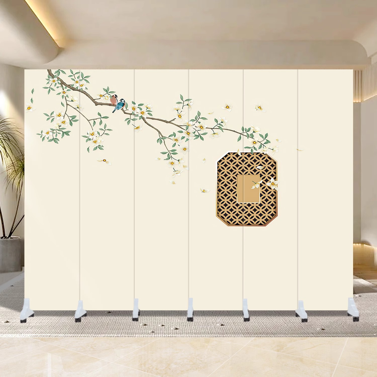 Partition Screen Home Office Beauty Salon New Chinese Style Mobile Partition Wall Custom Bedroom Screen Partition Living Room