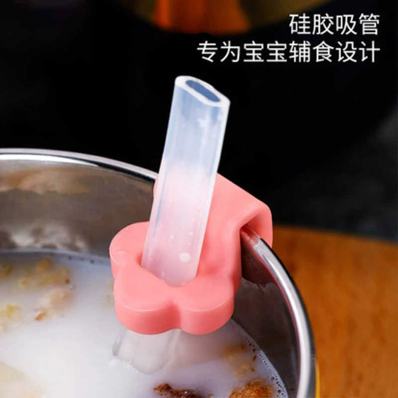 Ребенок пьет суп соломинку для детей водная каша прикорм для мягких силиконовых аксессуаров