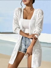X 11462 Knitted Hoow Out Long Sleeve Cardigan ��֯�οտ���