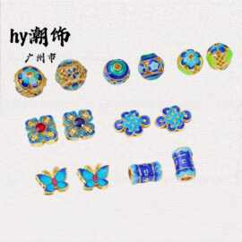古法金景泰蓝工艺diy配饰掐丝珐琅散珠六字真言圆珠水晶隔珠串珠