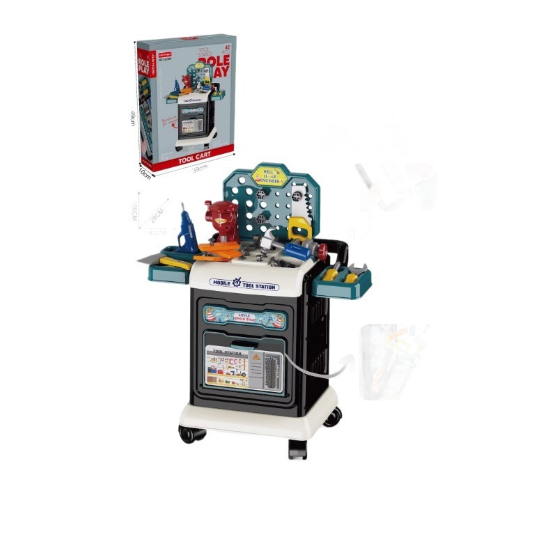 Simulación de limpieza infantil transfronteriza Kit de herramientas de mantenimiento de almacenamiento carro de transporte médico juguetes