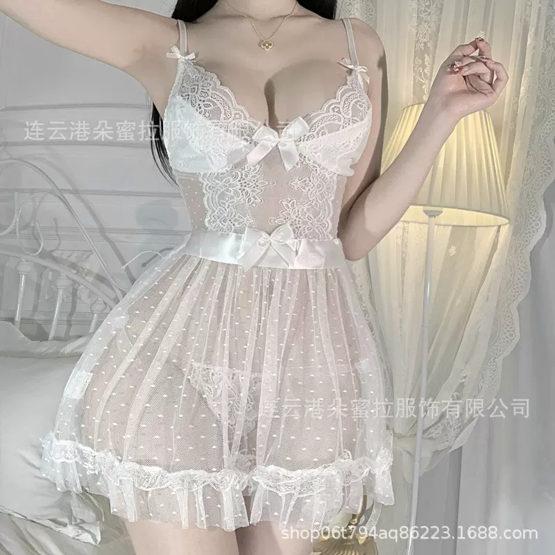 朵蜜拉情趣内衣甜美性感网纱透视诱惑吊带睡裙女免脱家居服套装