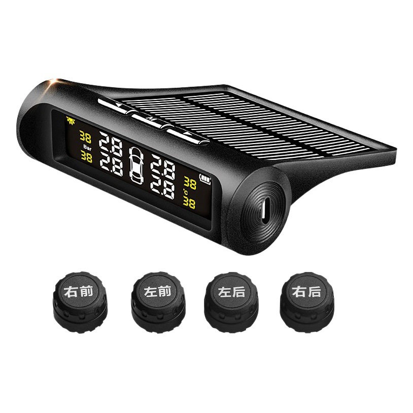 Monitor de presión de neumáticos de automóvil Detección de presión de neumáticos inalámbrica general TPMS Monitoreo de presión de neumáticos solares de alta precisión interno y externo