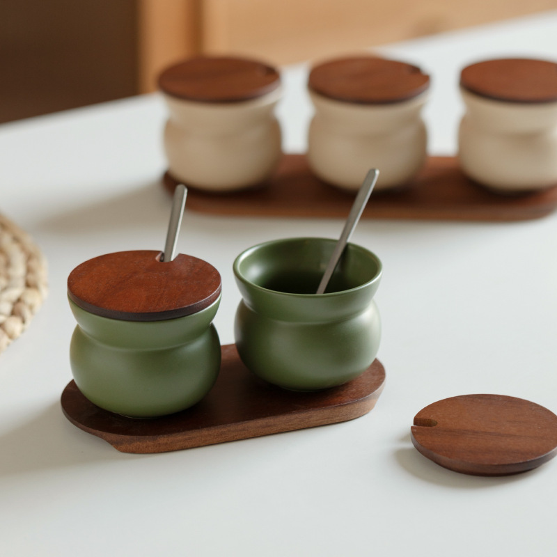家庭用陶器調味料入れセット 調味料ボックス 調味料入れ 塩入れ 調味料ボトルセット Amazon|undefined