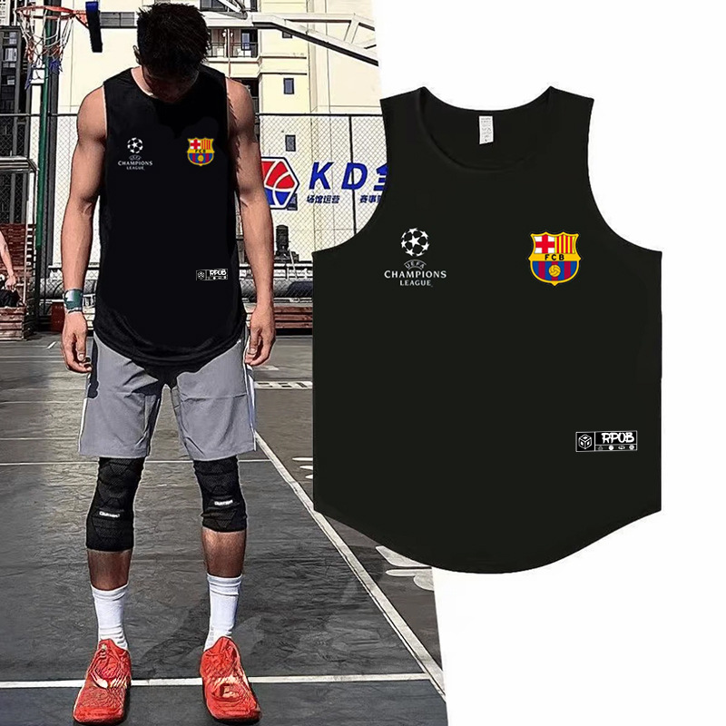 Quick-Drying Vest American Fitness Summer Champions League Football Barcelona Club Men's Sleeveless Breathable Loose Large Size