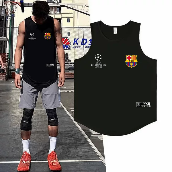 Quick-Drying Vest American Fitness Summer Champions League Football Barcelona Club Men's Sleeveless Breathable Loose Large Size