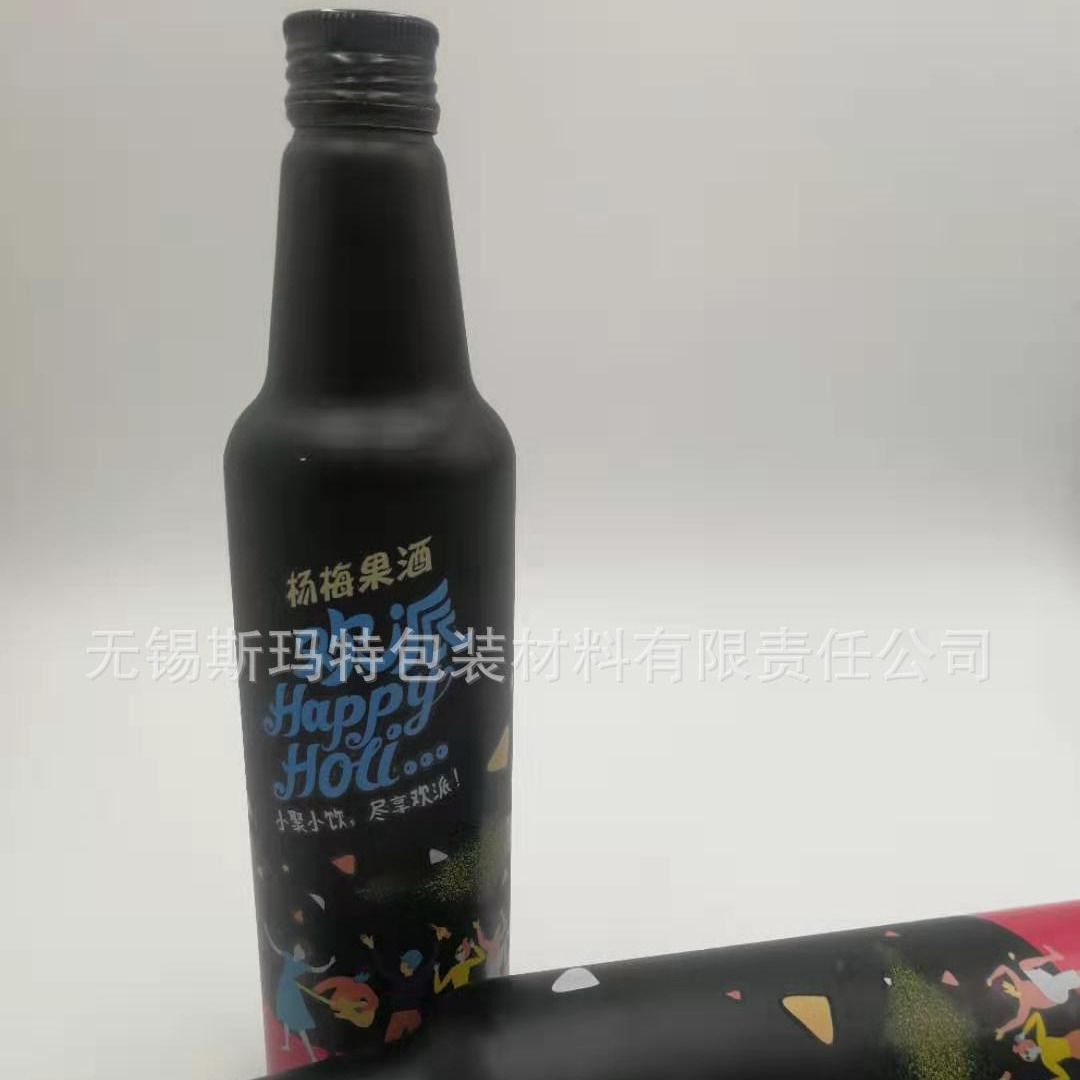 375ml哑黑28口径配螺纹防盗盖食品级果酒饮料罐 FDA检测内涂