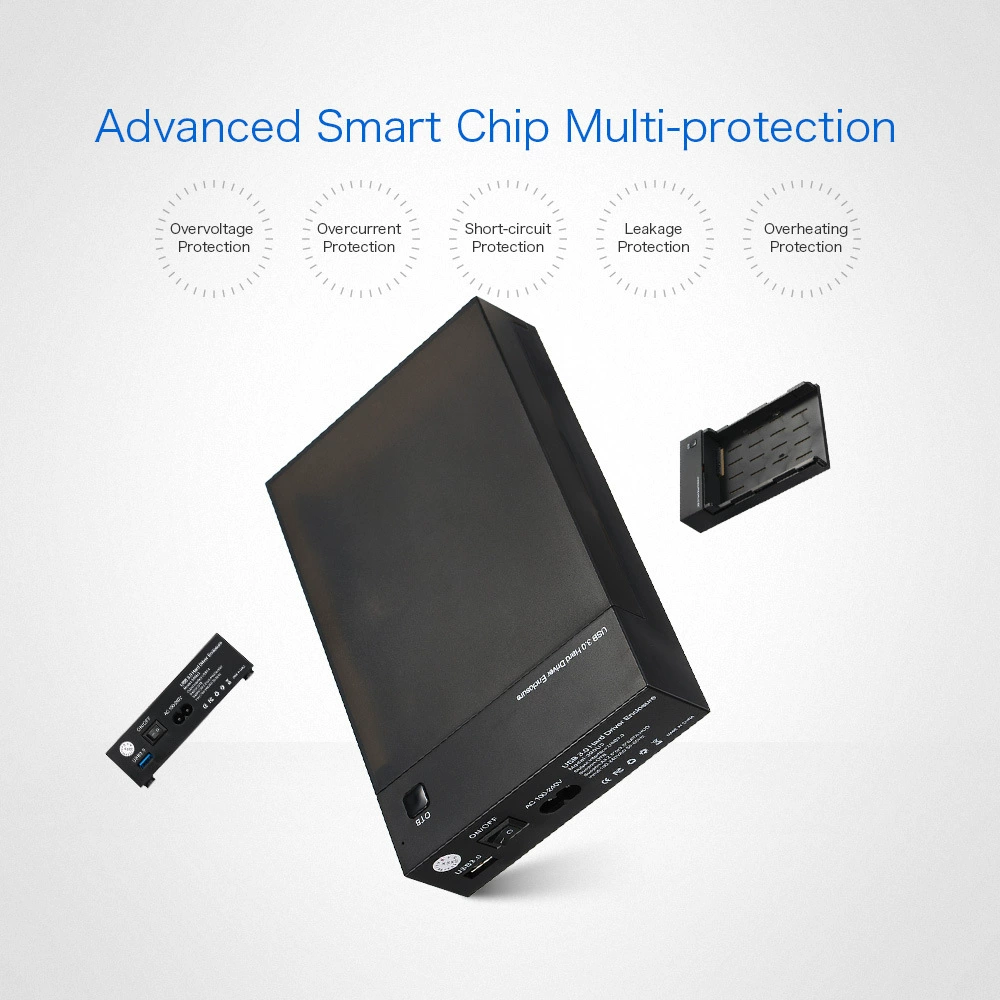 Корпус для 3,5" HDD и 2,5" HDD, многофункциональный совместимый внешний корпус, поддержка до 10 ТБ