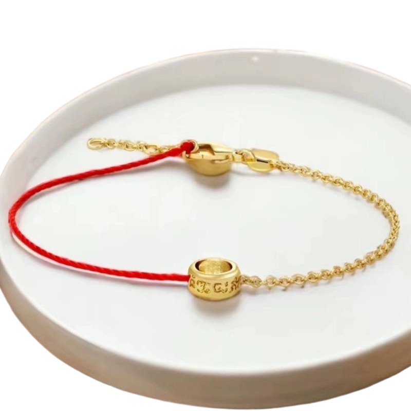 Azanyou gold-sucking hand rope daily gold red rope 2024 new small gold beads scripture transfer beads bracelet women