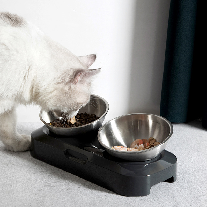 定制不锈钢宠物双碗狗狗不锈钢碗猫咪喂养食盆防打翻猫碗猫咪双碗