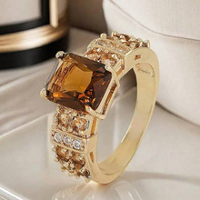 A 48635 Copper inlaid zircon gold ring ͭ���ʯ�ƽ��ָ