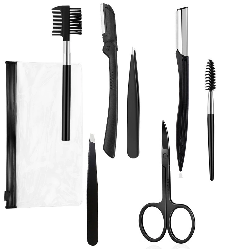 Eyebrow Trimming Kit, multi-piece grooming set with anti-scratch trimmer & precision tweezers