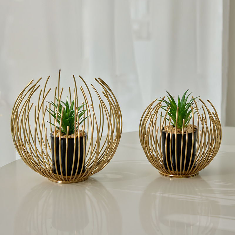 装飾鉢植えホームライト高級アイアンレストランシンプルなヨーロピアンスタイルクリエイティブ家具リビングルーム玄関ラウンド装飾品|undefined