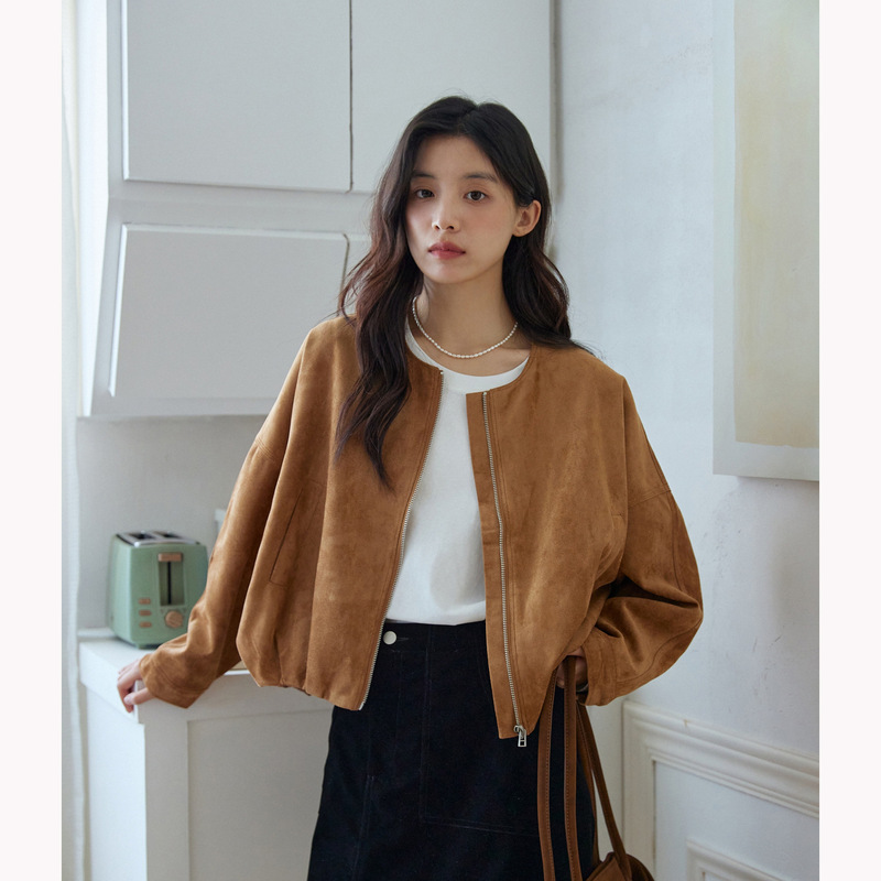 Japanese Retro Melard Suede Zipper Jacket for Men and Women, Spring and Autumn Design, Street Style Loose Baseball Jacket