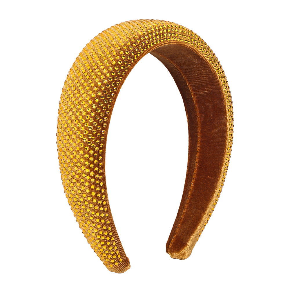 Gold Velvet Sponge Imitation Diamond Wide-side Headband display picture 4