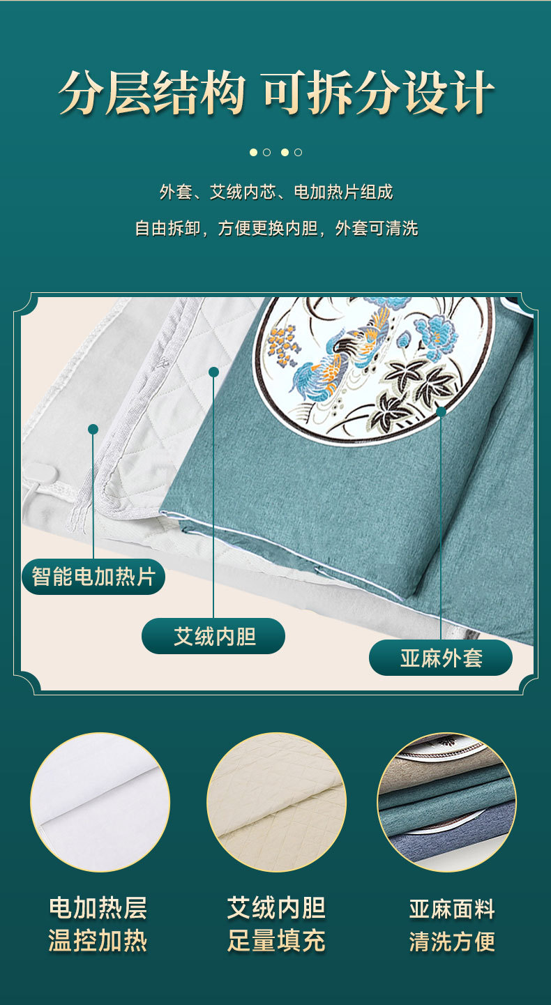 Electric Moxibustion Heating Pad Ai Rong Mat with Flax Cover Full Body Warm Compress for Home Use specifications