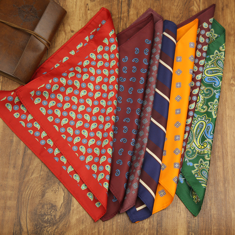 Double-Sided Printed Pocket Square Trendy Men's Gentleman Formal Business Wedding Suit Dress Handkerchief Soft Silk