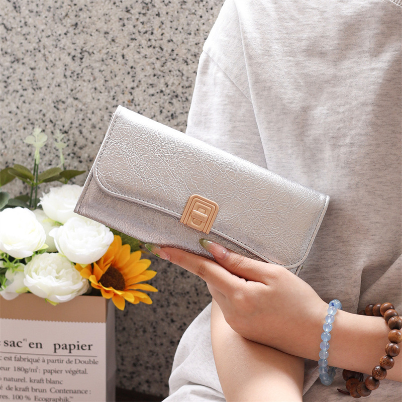 Prettyzys Korean Version of New Products, Simple Solid Color, Fashionable, High-End, Stylish, Versatile, Large-Capacity Long Wallet