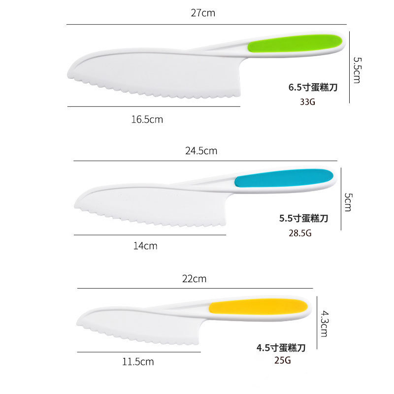 手を傷つけないプラスチック製のフルーツナイフ、幼稚園の早期教育用の特別な子供用野菜切断おもちゃ、鋸歯状のケーキナイフ、包丁セット|undefined