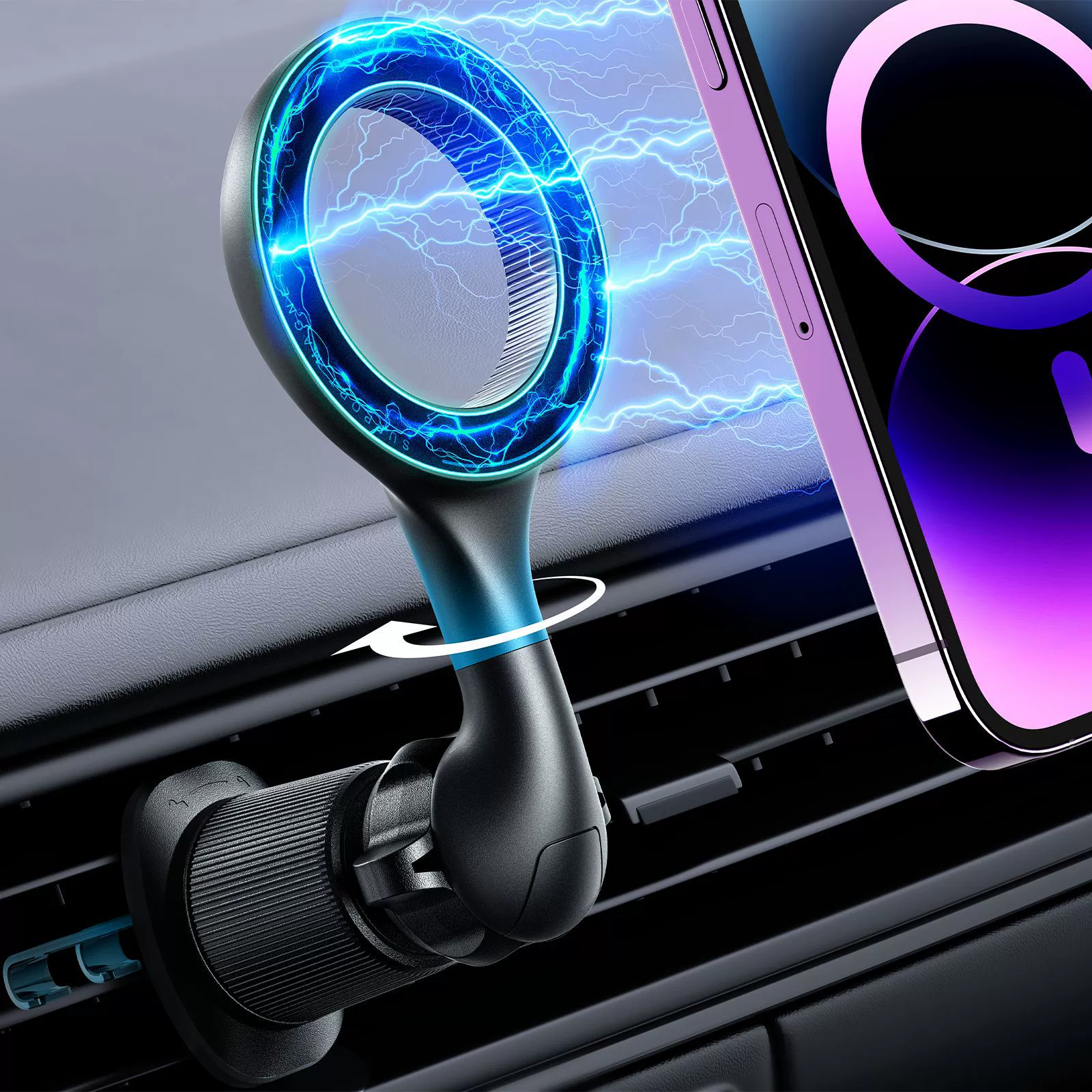 Magsafe Магнитный всасывающий Автомобильный держатель для телефона воздуховыпускное отверстие Вращающийся Кронштейн Автомобильный двойной крючок фиксированная навигационная опорная рама