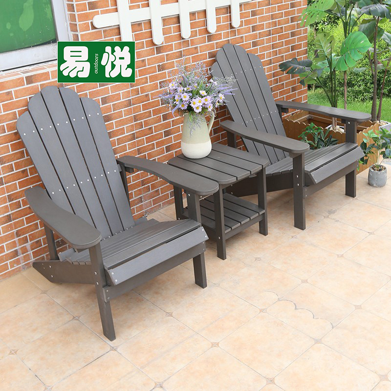 Sillón de patio para adultos, de plástico con aspecto de madera, impermeable, con protección solar, anticorrosión, estilo nórdico, para balcón, jardín, exterior.