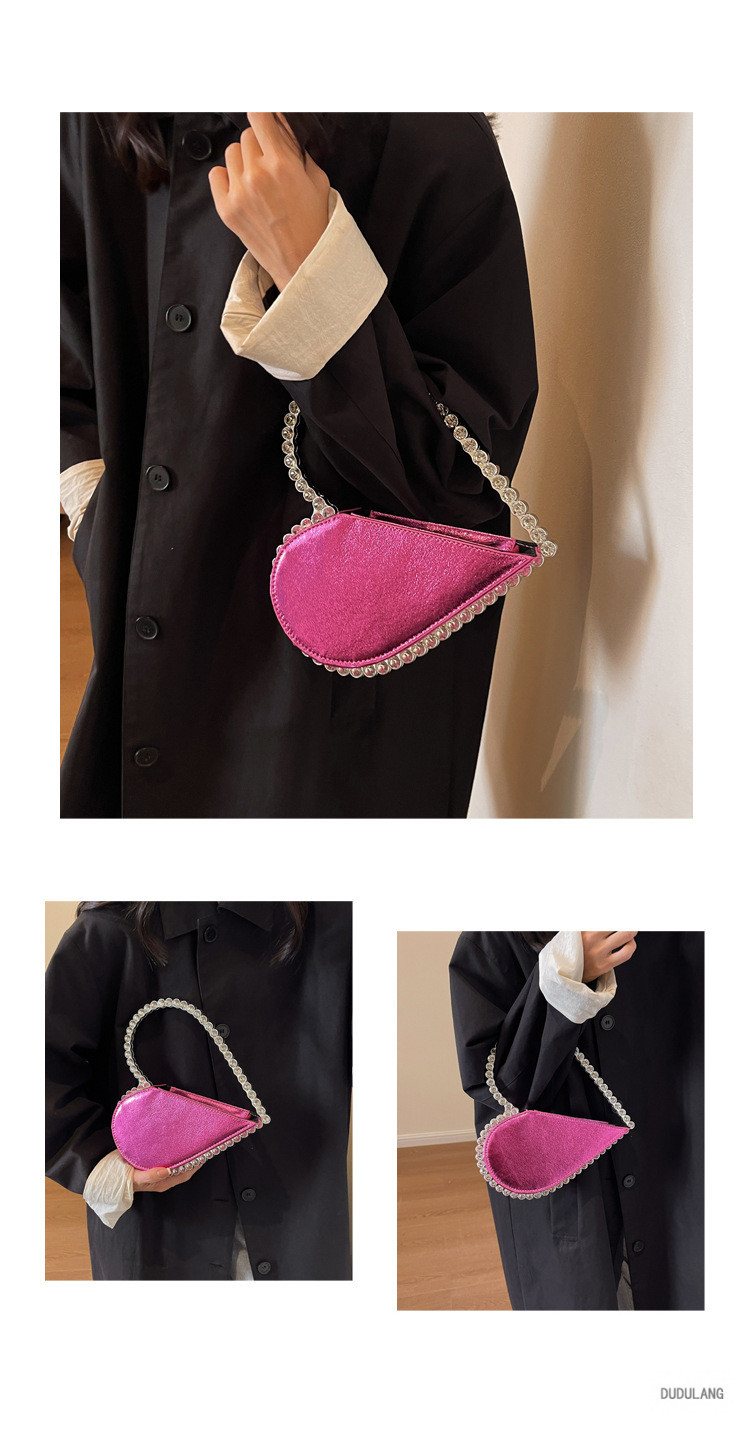 468g Weight Diamond Fashion Element Zipper Closure Type Top Handle Strap Type Handbag Bags Type Banquet Occasion PU Material Heart Shape Pattern All Seasons Season Women's Gender Elegant Style Heart-shaped Shape PU Heart Shape Diamond Heart-shaped Evening Bags 1